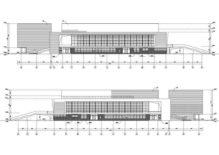 [天津]师范大学体育馆建筑工程项目施工图-建筑立面图