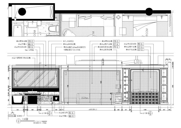 [江苏]无锡一居室家装样板间装修设计施工图-主卧立面图2