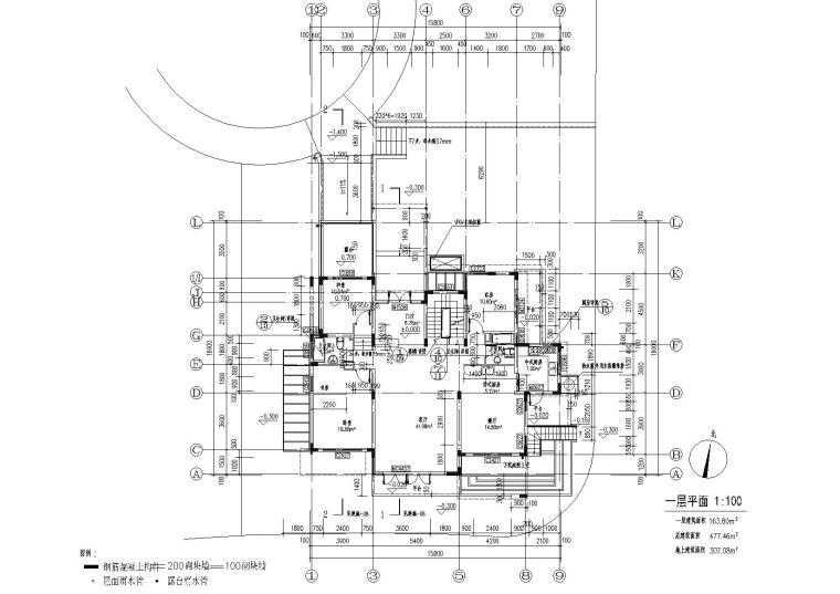 [上海]佘山宝石别墅二期规划与建筑设计图纸-六号楼一层平面图