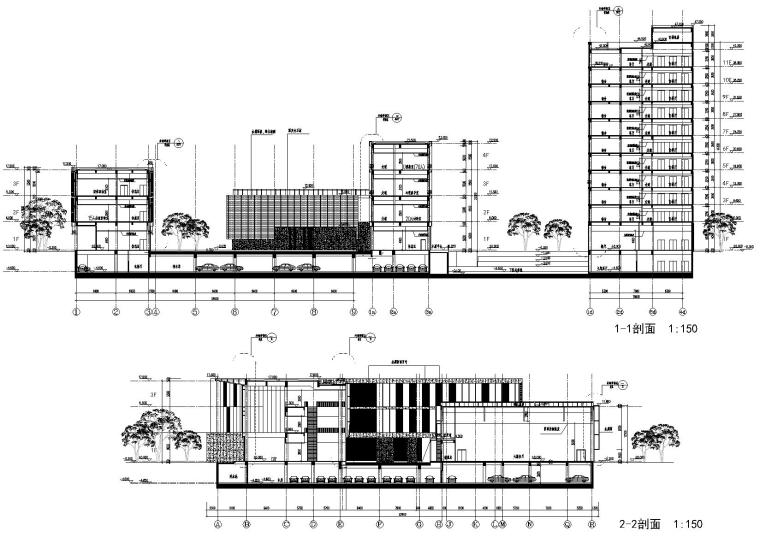 [上海]市委党校二期工程建筑工程项目施工图-建筑剖面图