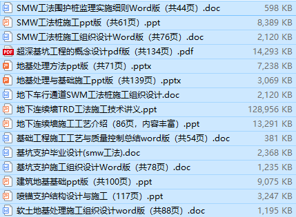 swm支护设计资料下载-基坑支护地基处理讲义15套，一键下载