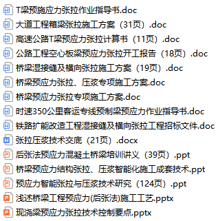 桥梁防洪防汛应急预案资料下载-15篇桥梁预应力张拉资料合集，一键下载！