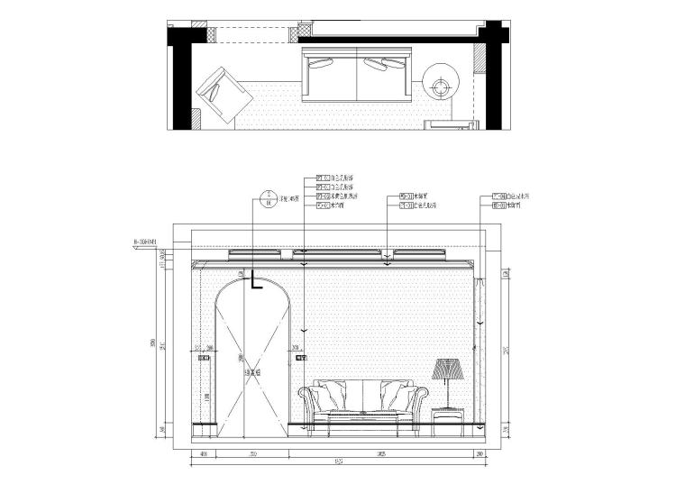 [上海]昆山三居室别墅样板间施工图+效果图-客厅立面图5