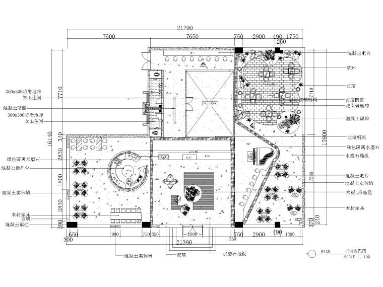 服装店效果图3d资料下载-某北欧风带景观咖啡厅施工图_效果图_3D