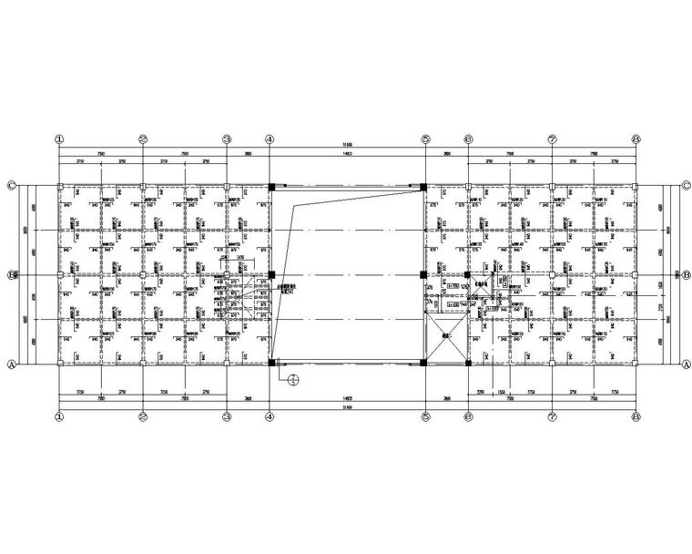 某公司三层框架结构办公楼施工图（CAD）-结构平面图2