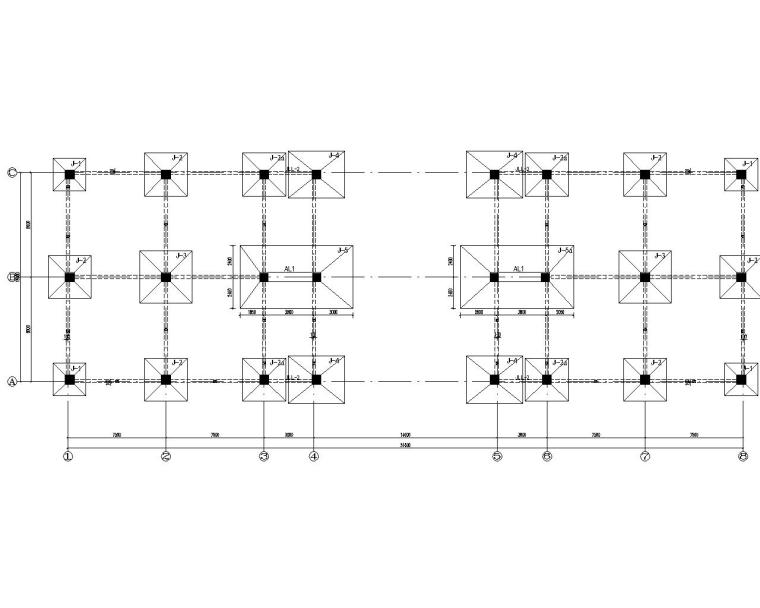 某公司三层框架结构办公楼施工图（CAD）-基础布置图