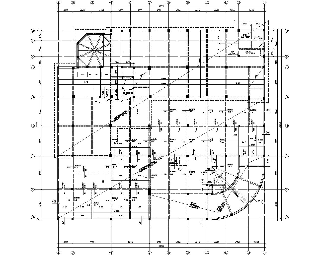 六层商业综合楼办公室结构施工图(cad)