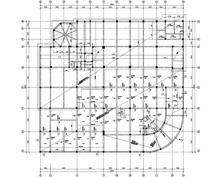 12层办公综合楼cad资料下载-六层商业综合楼办公室结构施工图（CAD）