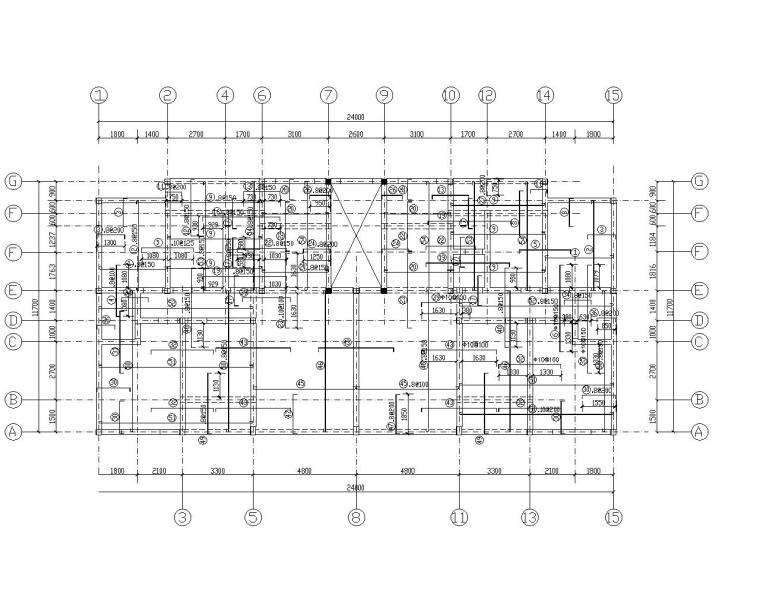 某七层住宅砖混结构施工图（CAD）-屋顶结构平面图