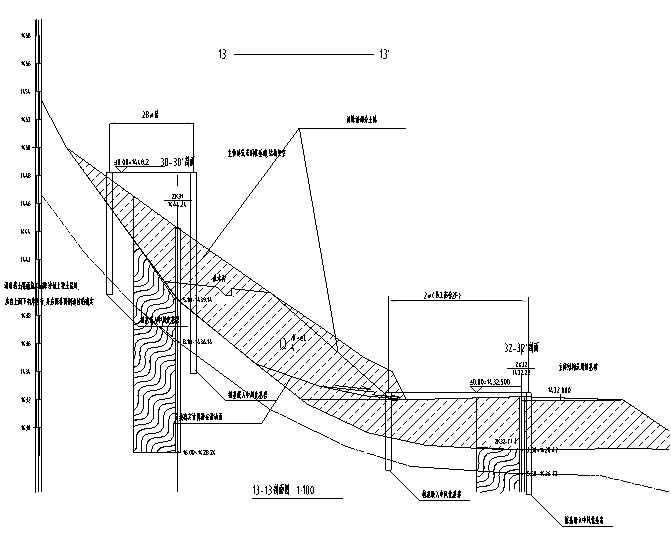 休闲农庄酒店图纸边坡支护（含清单及标书）-剖面图