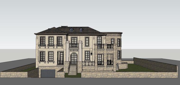 小型建筑俱乐部CAD资料下载-独栋欧式俱乐部建筑模型