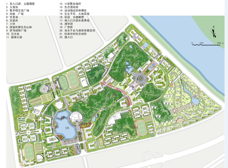 [湖南]湖南大学湘江学院景观设计方案-总平面图