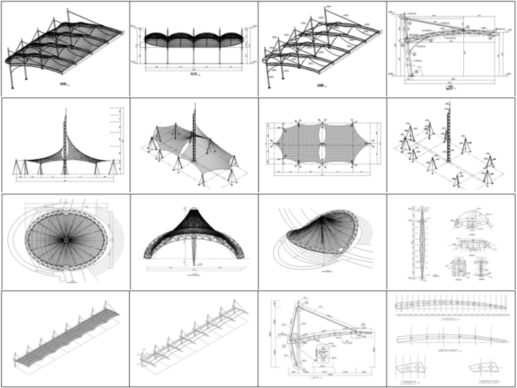 舞台膜结构施工图资料下载-10篇膜结构施工图汇总