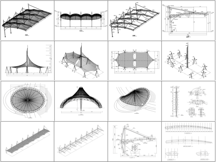 膜结构车棚cad图纸资料下载-10篇膜结构施工图汇总，一键下载！
