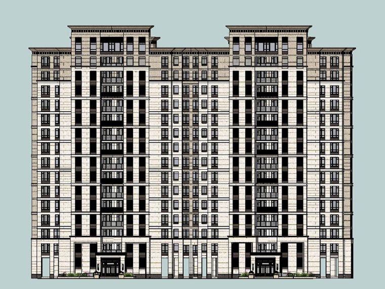 小高层建筑住宅方案资料下载-新中式小高层建筑模型