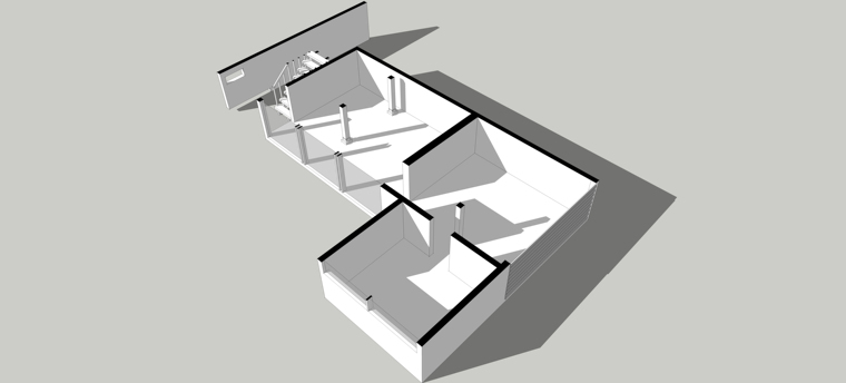 现代简约别墅建筑模型-轴测-1层