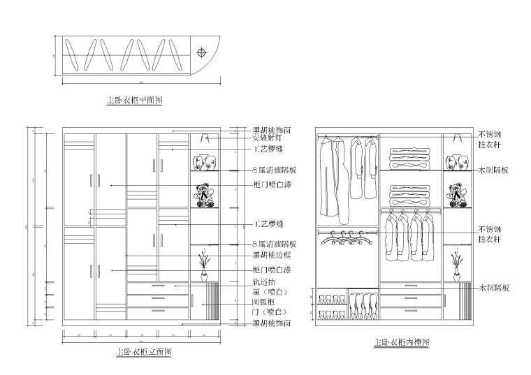 石缸CAD立面图例资料下载-20款-室内衣柜装饰立面图例图块