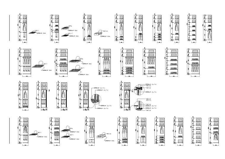 2m钢结构资料下载-100款-高2M到2.8M的衣柜剖面图图例