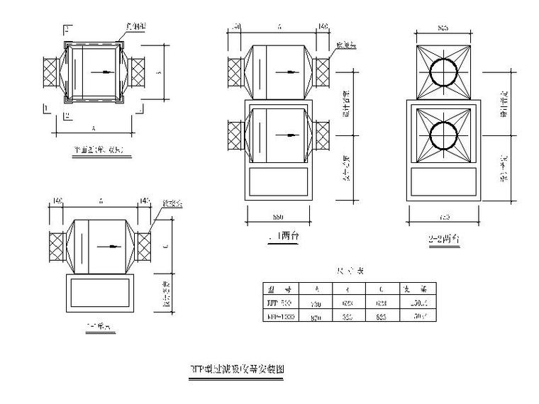 防空地下室人防通风设计_空调设备安装大样-RFP型过滤吸收器安装图