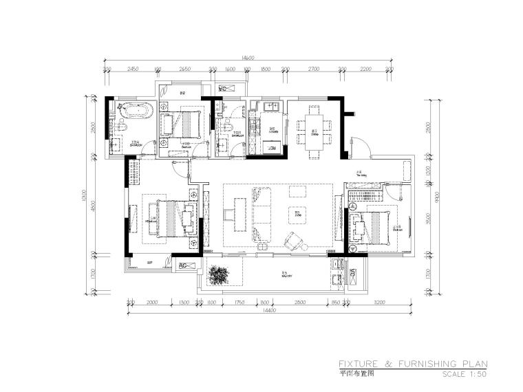 90平三居室装修效果图资料下载-143平现代风格三居室样板间施工图_效果图