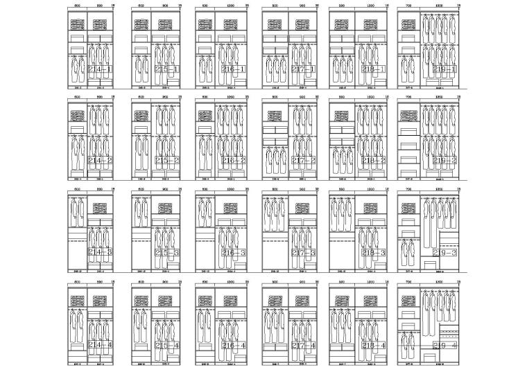 2020衣柜设计资料下载-230款-成品衣柜模块及组合样式图例