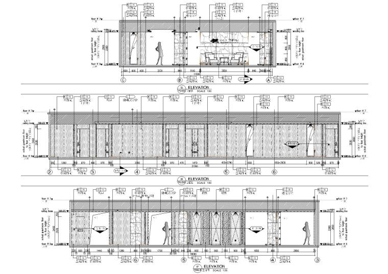 温州现代整形医院室内设计施工图+效果图-立面图