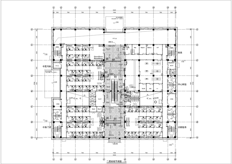 宣化中医院门诊楼采暖图-二层采暖平面图