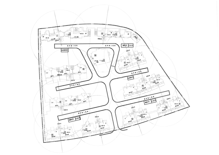 住宅商业及公建配套用房施工组织设计2017年-19塔吊及临时施工道路平面布置图