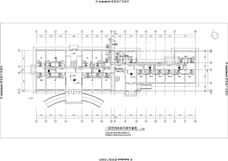 岗镇卫生院空调水路平面布置图2019-一层空调水路平面布置图