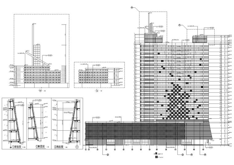 会泽县超高层框剪结构五星级酒店建筑施工图-建筑立面图2