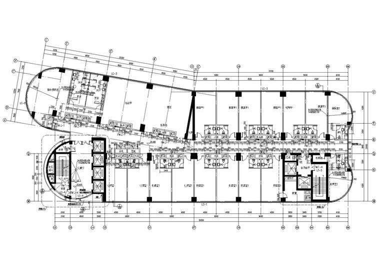 会泽县超高层框剪结构五星级酒店建筑施工图-塔楼六层平面图