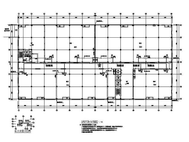 3万平方综合仓库暖通设计施工图_空调大样图-三层空调水管平面图