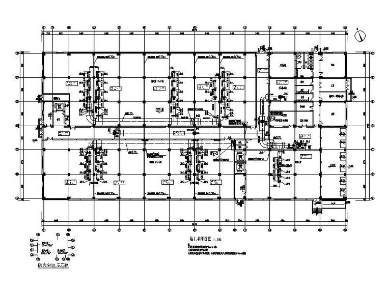 3万平方综合仓库暖通设计施工图_空调大样图-一层排烟平面图