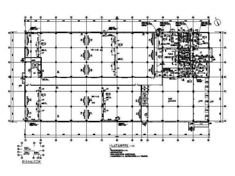 3万平方综合仓库暖通设计施工图_空调大样图-一层通风空调平面图