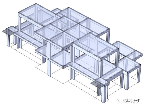 图13 二层合院异形柱框架结构模型
