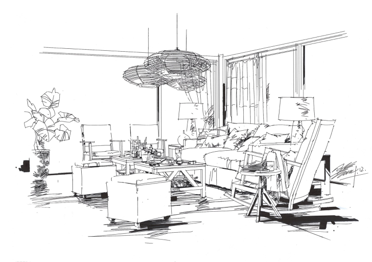 灰色系列室内设计资料下载-室内设计手绘表达系列（1）——室内陈设组