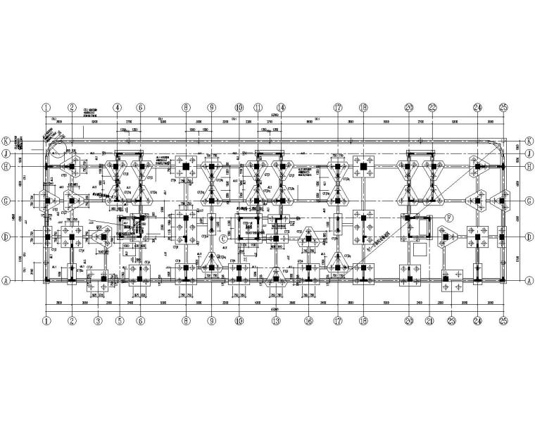 17层高层住宅混凝土框剪结构施工图（CAD）-基础布置图