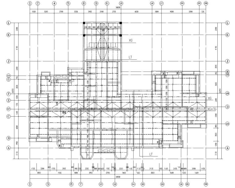 檩条+夹芯板钢屋面结构施工图（CAD）-屋面构件布置图