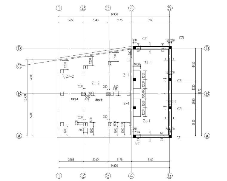 钢结构钢筋cad资料下载-食堂改造钢结构工程施工图（CAD）