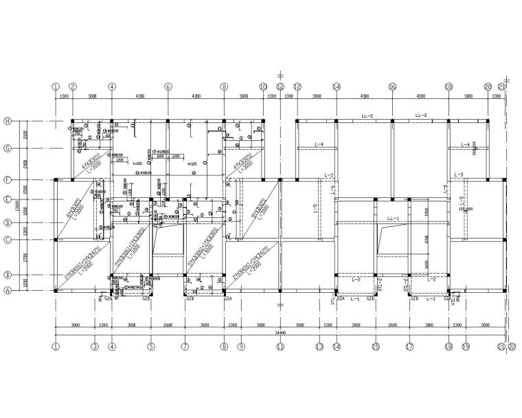 两层私人商住楼设计施工图资料下载-两层底框商住楼混凝结构施工图（CAD）