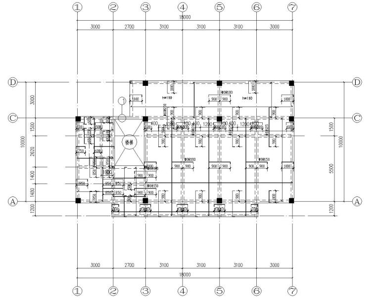 小型办公楼建筑结构施工图资料下载-三层小型办公楼混凝土结构施工图（CAD）