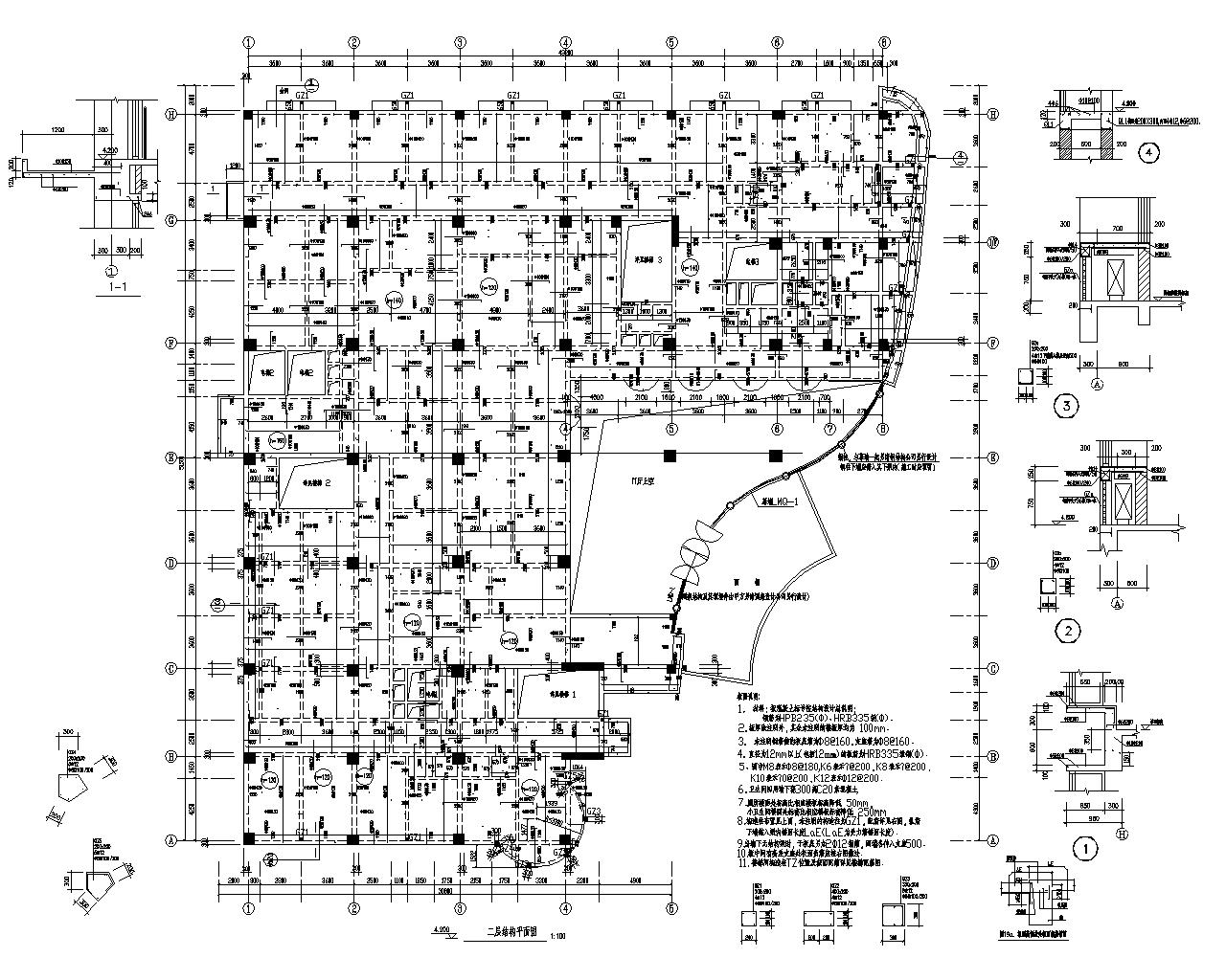9层医院病房大楼框架结构施工图(cad)