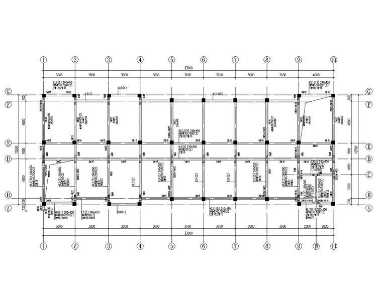 某五层混凝土框架结构办公楼施工图（CAD）-结构配筋图