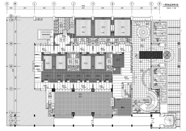 [安徽]大型二层海鲜酒楼室内装修设计施工图-一层地面铺装图