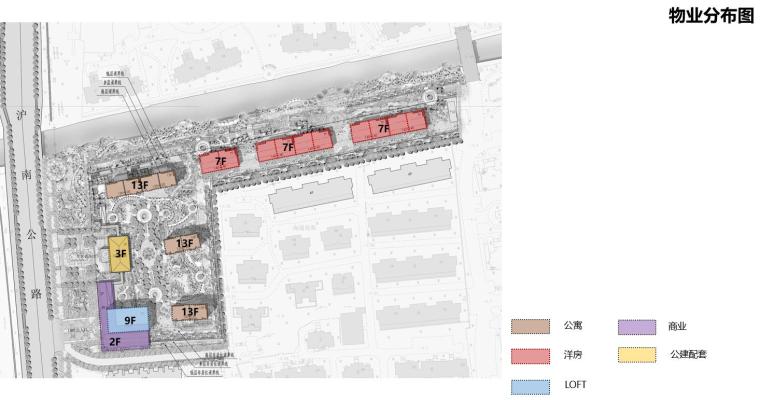 [上海]新中式风格住宅建筑概念方案设计-物业分布图