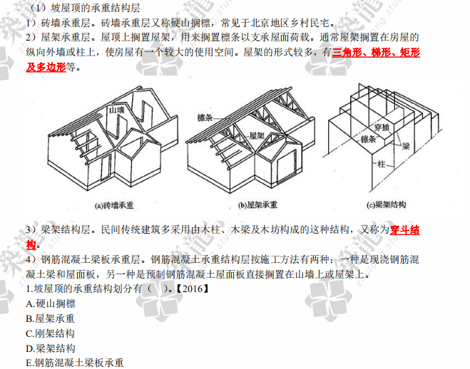 2019二造《计量与计价实务》基础知识讲义-坡屋顶承重结构层