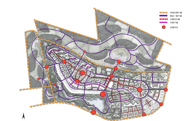 [北京]地知名地产风格休闲度假小镇景观方案-交通分析图