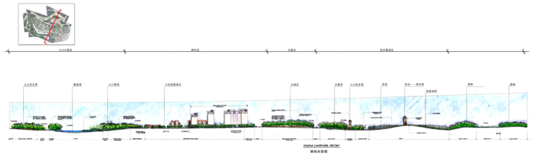 [北京]地知名地产风格休闲度假小镇景观方案-主要轴线剖面图