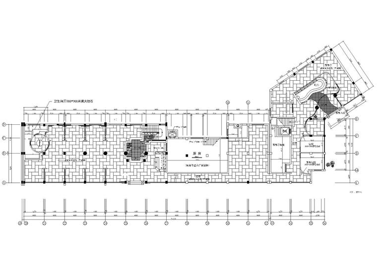 经典二层中式餐厅室内装饰设计施工图-一层地面铺装图