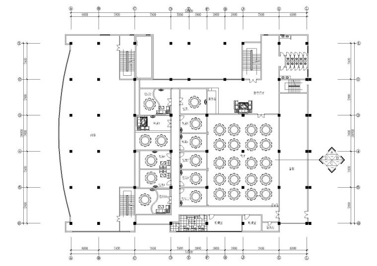 1000平方米餐厅设计平面图资料下载-天津酒店二层1000㎡餐厅宴会厅装饰施工图